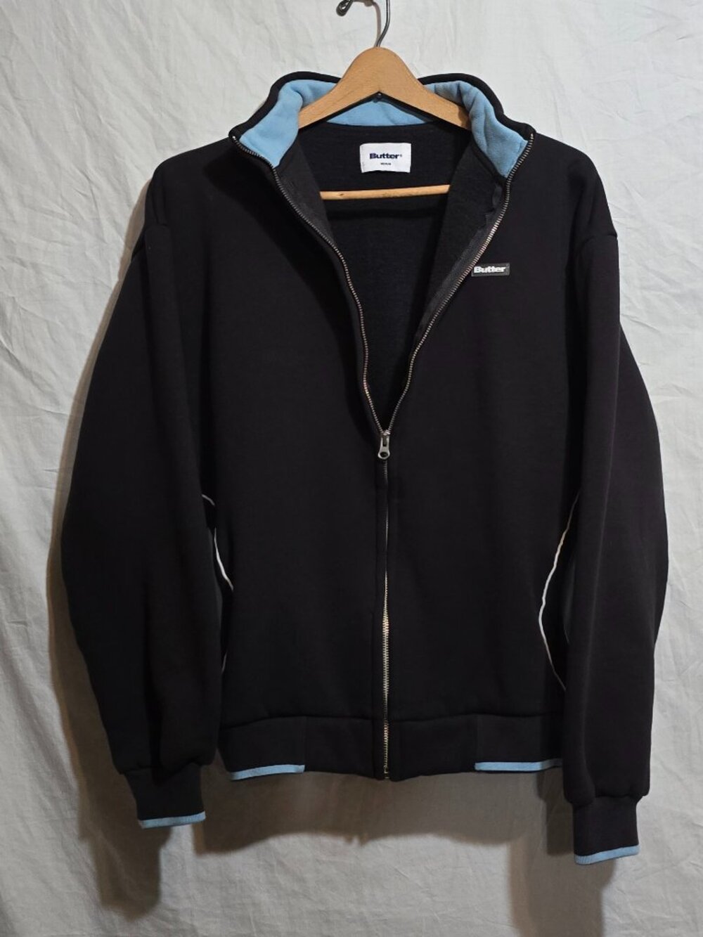 Butter Goods Funnel Neck Zip Thru Fleece Jacket - Blue Blue - Sz M*